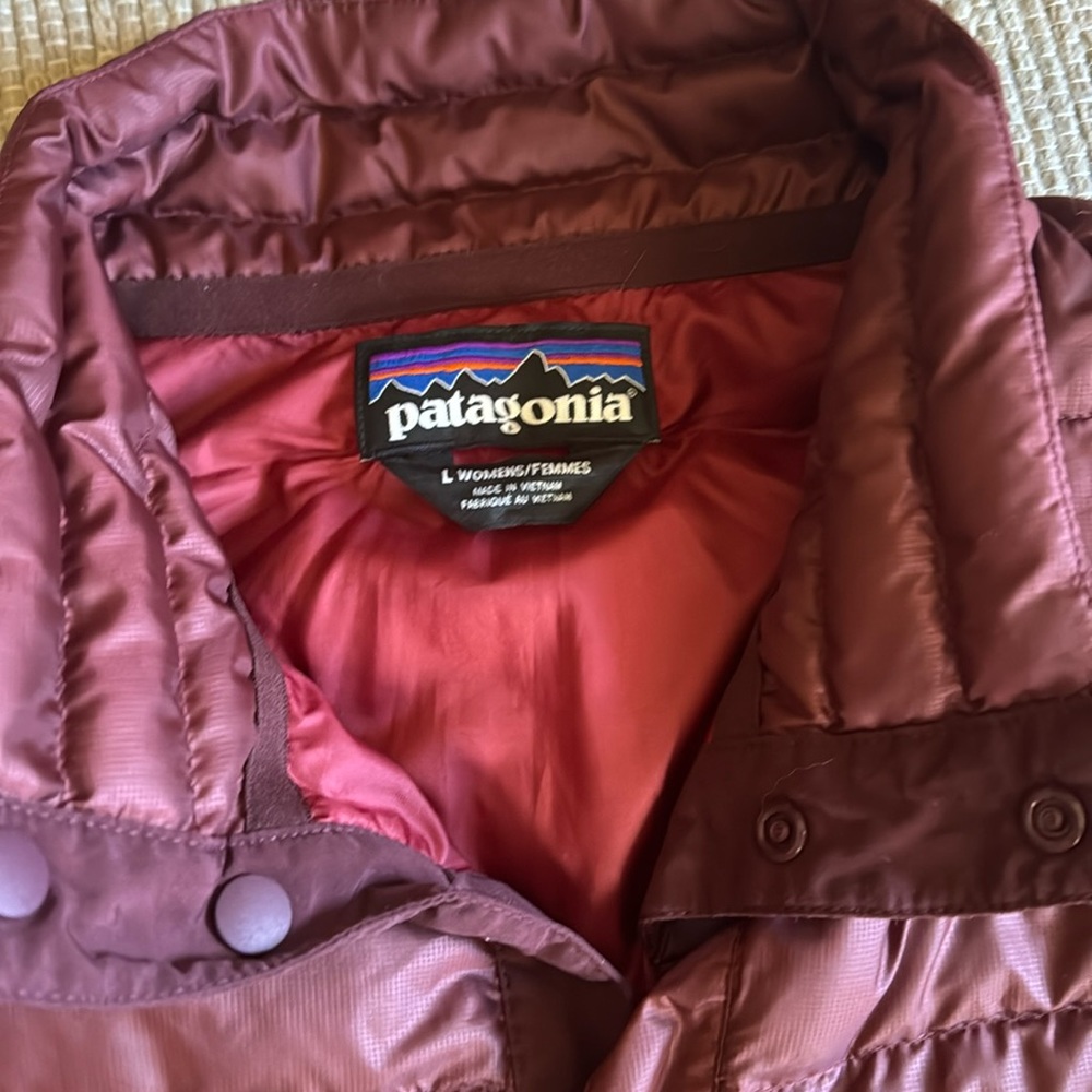 Patagonia Snap-T down sweater puffy pullover drumfire red maroon NWOT women’s L - Picture 3 of 14